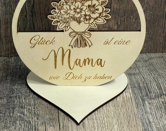Laser Cut File with Mother's Day Quote and Flowers – SVG DXF PDF | Mother's Day Gift Idea | Happiness is having a mom like you