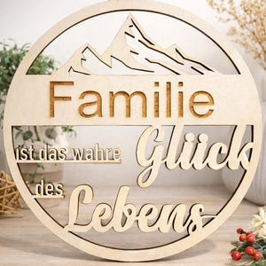 Türkranz, Loop Familie, Lasercut, wahre Glück des Lebens, Namensschild, Laser geschnitten, Geburtstagsgeschenk, Hochzeit, Geldgeschenk, SVG