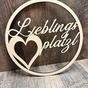 Favoritplats - Loop - Laserskuren mall - Hjärtformad träkrans med blommor - DIY träskylt SVG/DXF - DIY dekoration - Ladda ner - Loop