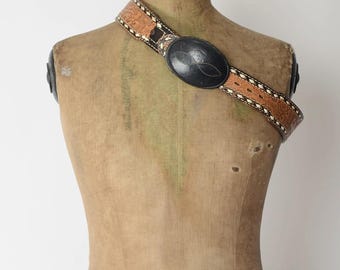 Vintage TONY LAMA Belt, Tooled Leather Belt, Made in the USA  display picture 1