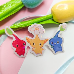 Grand Sticker Pikmins - Autocollant Vinyle Waterproof Holographique mignon