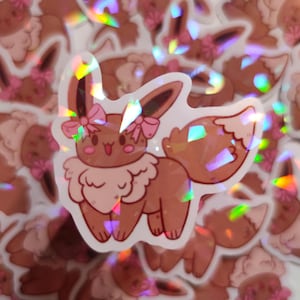 Sticker Evoli Coquette - Autocollant Vinyle Waterproof Holographique mignon