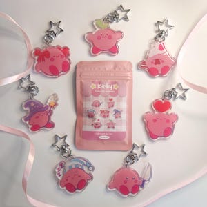 Blind Bag Porte-clés Kirby - Breloque / Charme Acrylique Epoxy mignon drôle - Anneau étoile
