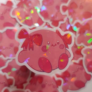 Sticker Kirby Coquette - Autocollant Vinyle Waterproof Holographique mignon drôle
