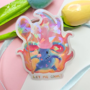 Adesivo grande Remy Lasciami cucinare! - Divertente adesivo in vinile impermeabile olografico Disney carino