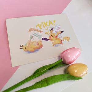 Carte Pikachu Breton & Psykokwak - Illustration A6 - Format carte postale