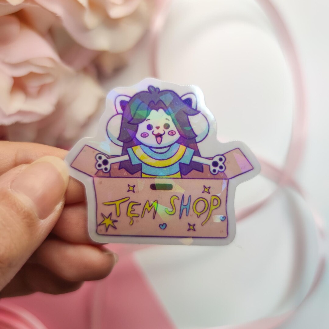 Temmie Temshop Undertale Sticker - Cute Funny Holographic Waterproof ...