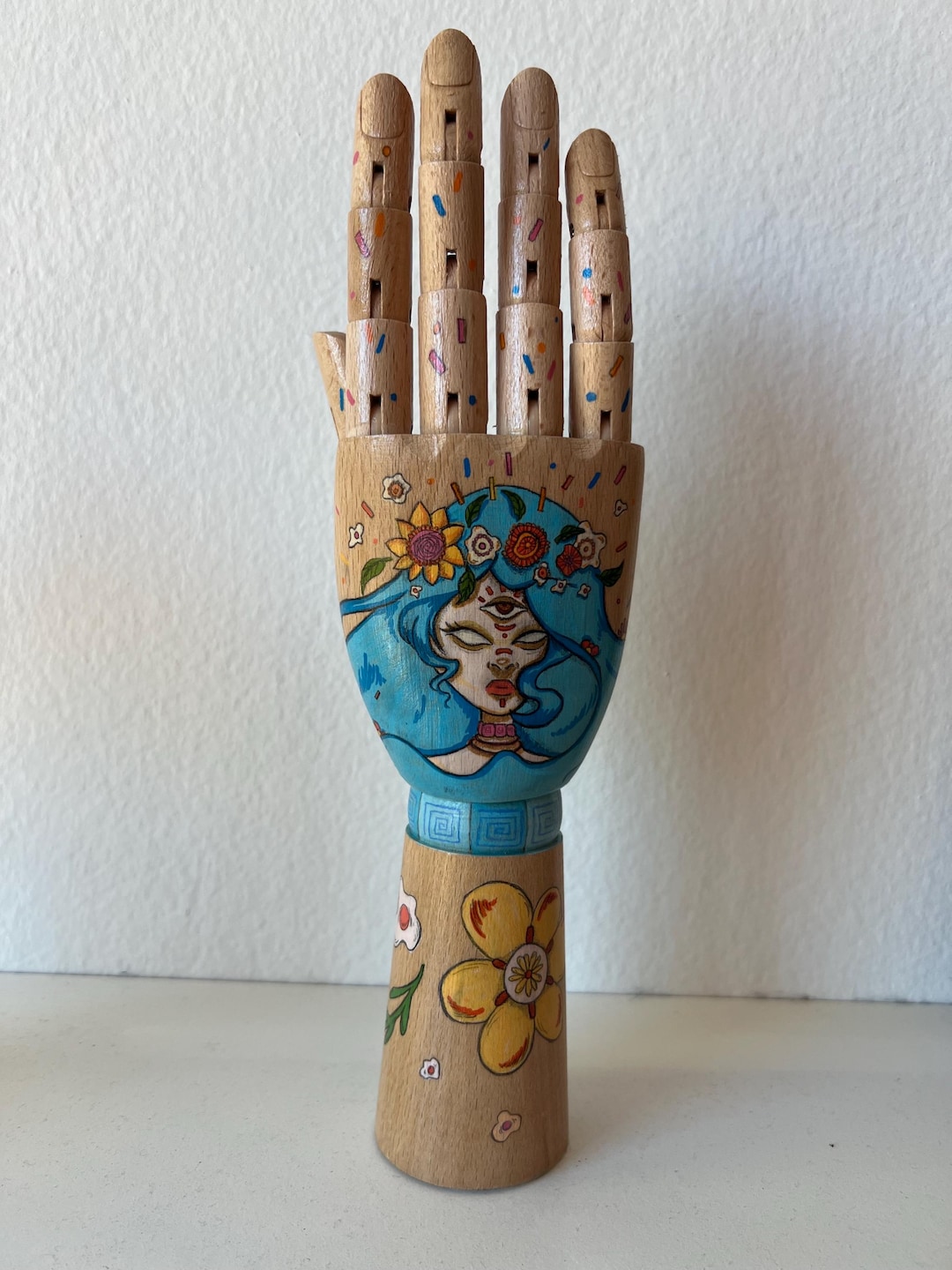 Tattooed Wooden Hand Decor With Movable Joints - Etsy