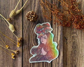 Mushroom Girl Holographic Sticker