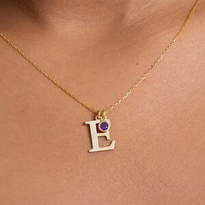 14K Gold Plated Initial Necklace with Birthstone,Initial and Birthstone Necklace, Birthstone Letter Necklace, Birthday Gift, Christmas Gifts