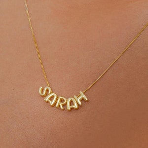 Bubble Name Necklace,Personalized 3D Letter Necklace, Custom Bubble 3D Initial Charm, 3D Letter Necklace, Personalized Jewelry,Gift For Her