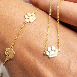 Bracelet prénom empreinte de patte, élégant bracelet patte de chien personnalisé, bracelet chien/chat, bracelet nom d&#39;animal de compagnie, cadeau pour amoureux des animaux de compagnie, cadeau commémoratif de Noël
