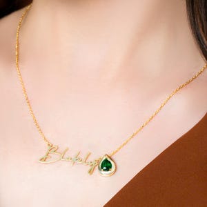 Custom Birthstone Name Necklace, Personalized Gemstone Necklace, Custom Name Pendant, Birthday Jewelry, Mother&#39;s Day Gift