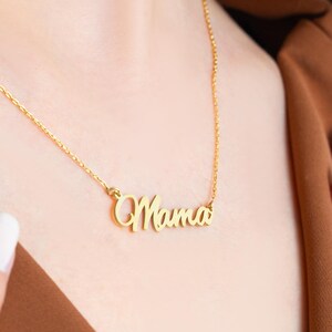 Gold Mama Necklace, Elegant Gold-Plated Mom Jewelry, Custom Mama Necklace, Perfect Gift for Mom, Dainty Mama Pendant Necklace