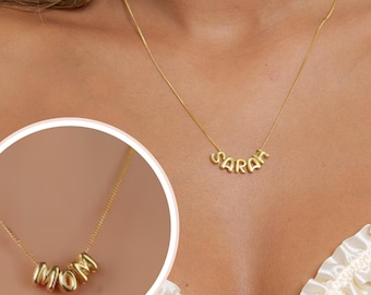 Collana con nome a forma di bolla personalizzata, collana con lettera a forma di bolla, collana con lettera 3D personalizzata, ciondolo iniziale 3D a forma di bolla personalizzata, gioielli personalizzati