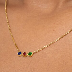 14K Gold Plated Family Birthstone Necklace, Birthstone Gift, Christmas Gift, Bridesmaid Gift,Gift for Mom, Birthday Gift, Birthstone Jewelry