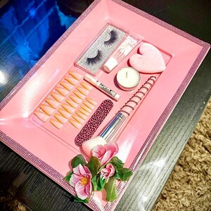 Glam, beauty, glitter, makeup, gift,tray,pamper,women’s,girls,sleepover,birthday,pink,valentines,Mother’s Day,present,kit,set,cute,luxurious