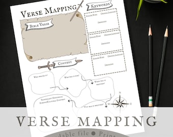 Verse Mapping for Young Men, Bible Study Tool, Daily Devotional, Treasure Map Theme