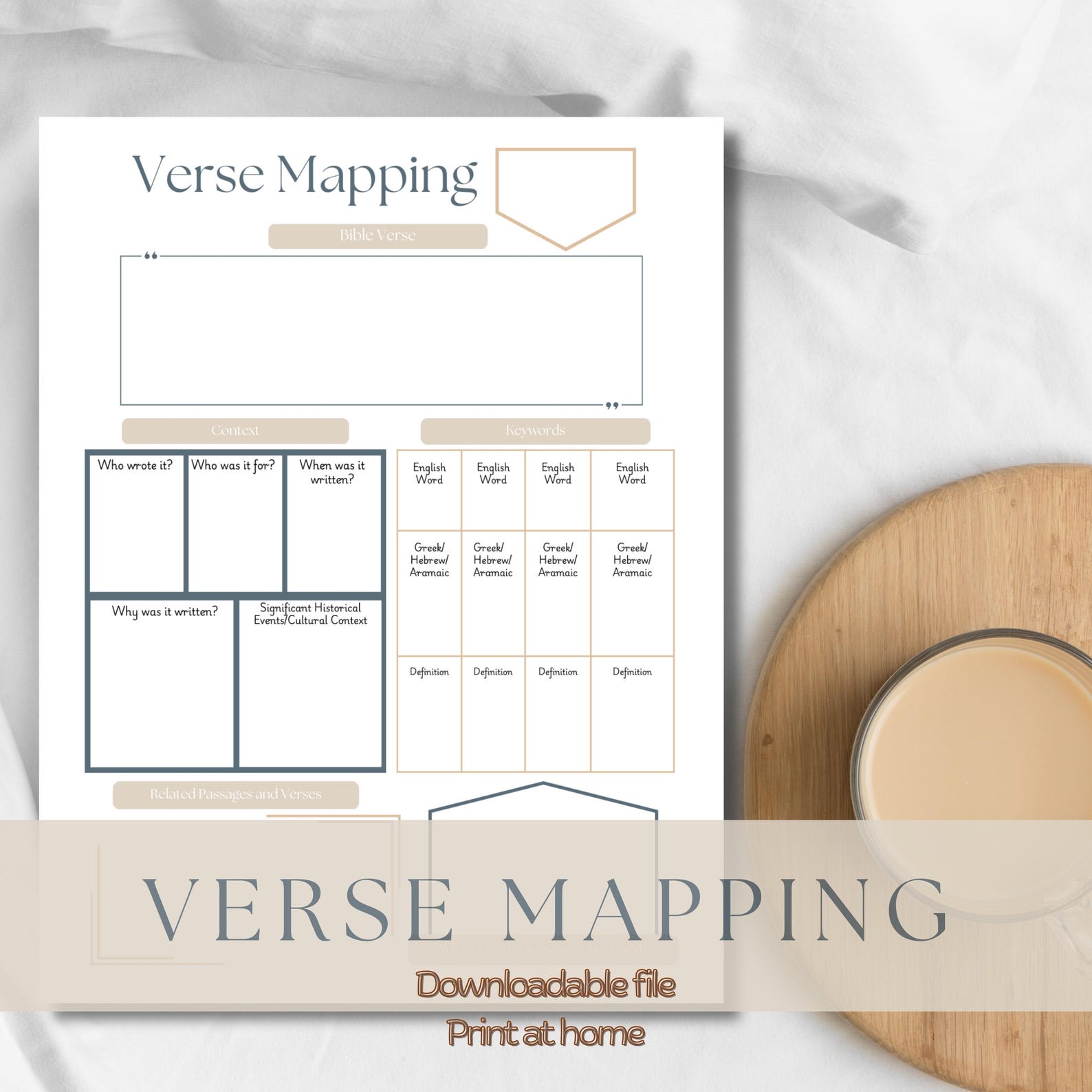 Minimalist Verse Mapping Template for Him or Her, Bible Study Tool ...