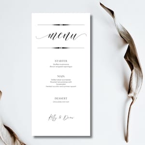 Editable Minimalist Event Menu for Weddings, Dinner Parties, Baby Showers, Brunches