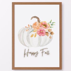 Printable White Pumpkin Watercolor Art for Autumn and Fall Decor