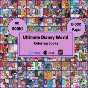 13000 Disney Coloring pages Bundle, 100+ Books PDF, Mystery Color by Number, Digital Download, Huge Princess Mickey Stitch, Printable