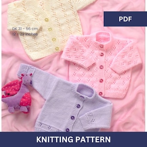 Babies Knitted Cardigans - V Neck and Round Neck Options - Vintage Knitting Pattern - PDF Download