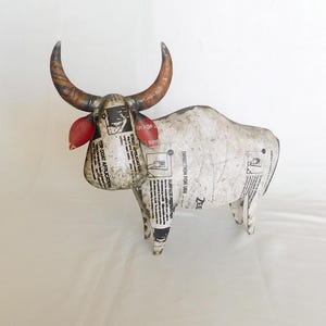 Longhorn Cow Recycled Metal Animal EGEJ