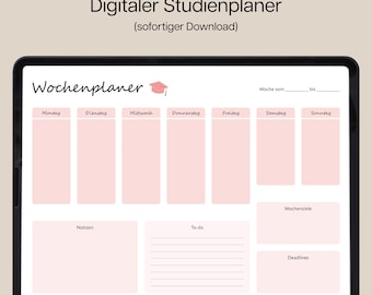 Planejador de estudo digital - planejador semanal, digital, rosa, planejador, estudo, estudo, planejador, notas, tarefas, boas notas, vida cotidiana, rosa