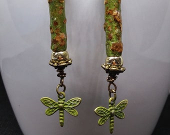 Green and Gold Dragonfly Earrings