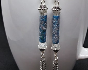 Icy Blue and Silver Sparkle Earrings