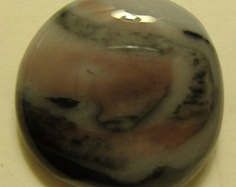Fused Glass Brooch shades of gray, black, and pink
