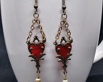 Red Heart and Earrings