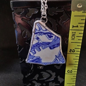 Vintage Pottery Pendant with Fisherman image 2