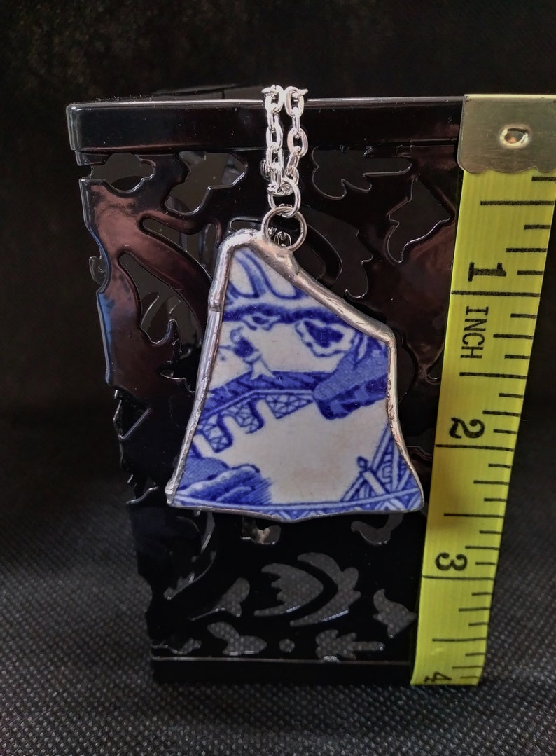 Vintage Pottery Pendant with Fisherman image 2