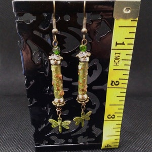 Green and Gold Dragonfly Earrings image 4