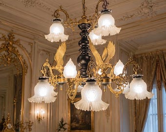 Wunderschöner antiker Kronleuchter aus Deutschland, gefertigt um 1900 (Jugendstil / Historismus).