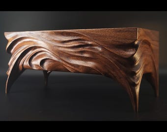 Hand Carved Walnut Keepsake Box: Artisan Wooden box