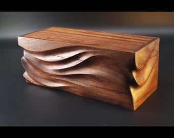 Hand Carved walnut Keepsake Box: Artisan Wooden box