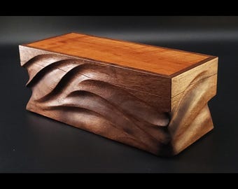 Hand Carved walnut Keepsake Box: Artisan Wooden box