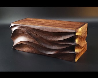 Hand Carved walnut Keepsake Box: Artisan Wooden box