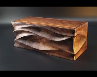 Hand Carved walnut Keepsake Box: Artisan Wooden box