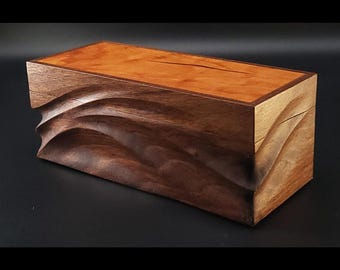 Hand Carved walnut Keepsake Box: Artisan Wooden box