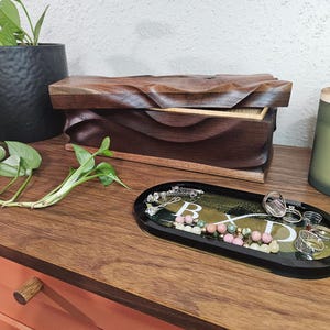 Hand carved wooden keepsake box, walnut and maple wooden jewelry box, unique handmade wooden memory box, wedding gift