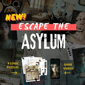 Escape Room | Escape The Asylum | Game for Adults, Teens, Dates Night, Families or Solo | DIY Logic Puzzle Party Game