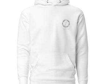 Floral Print (front & back) Unisex Hoodie : Clematis Collection Light Colors