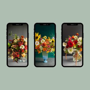 Herbst Blumenarrangement iPhone Wallpaper Art Floral Bunt Digital Garten Natur Inspiriert Design Galaxy Ultra Phone Hintergrund