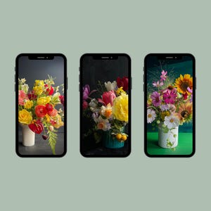 Helle Blumenarrangement iPhone Wallpaper Art Floral Bunt Digital Garten Inspiriert Design Natur Liebevoll Galaxy Ultra Phone Hintergrund