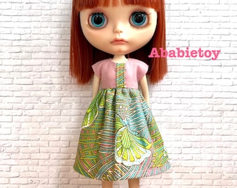 Unique Cotton Babydoll Butterfly Printed Dress for Fashion Blythe Doll