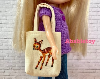 Miniature Blythe Doll ECO Friendly Tote Carry Bag - Vintage Deer